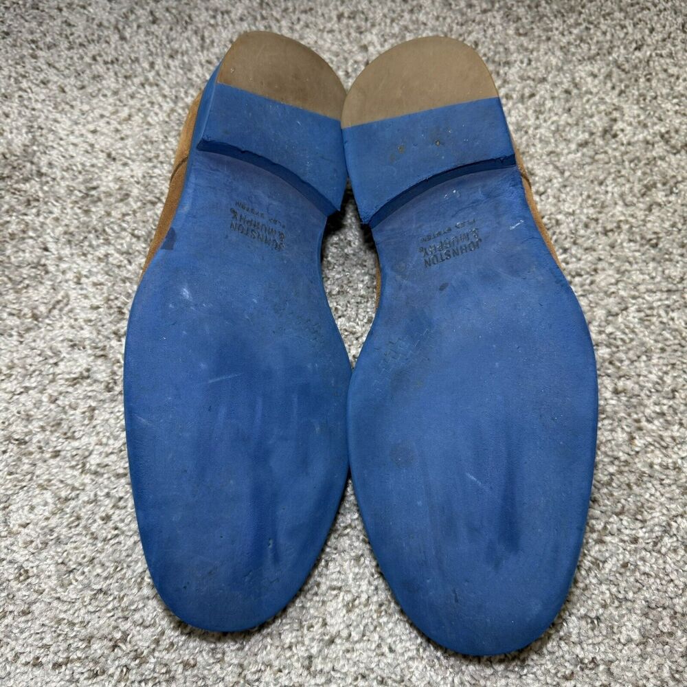 Johnston & Murphy Shoes Men's 9M Suede Flex Cognac Brown Blue Sole - Picture 8 of 10